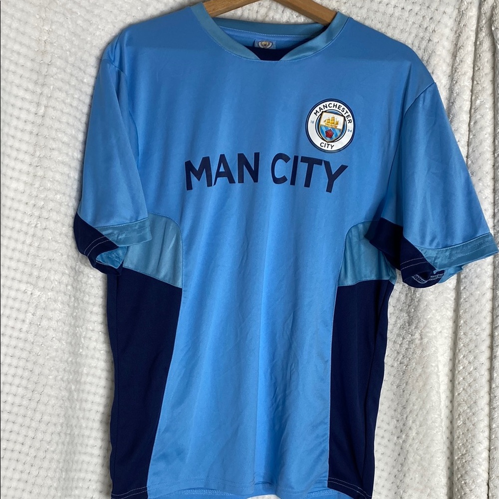 Manchester Man City Soccer Blue Men's T Shirt